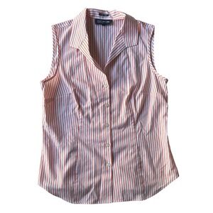 jones new york orange and white striped button town tank top